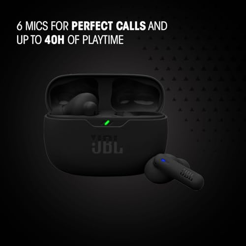 JBL Wave Beam 2 Adaptive Noise Cancelling with Smart Ambient True Wireless Earbuds, Deep Bass, Comfort Fit, 40H Battery, Hands-Free + VoiceAware, Water and Dust Resistant - Black, JBLWBEAM2BLK | Bluetooth 5.3, Up to 40 Hours of Autonomy