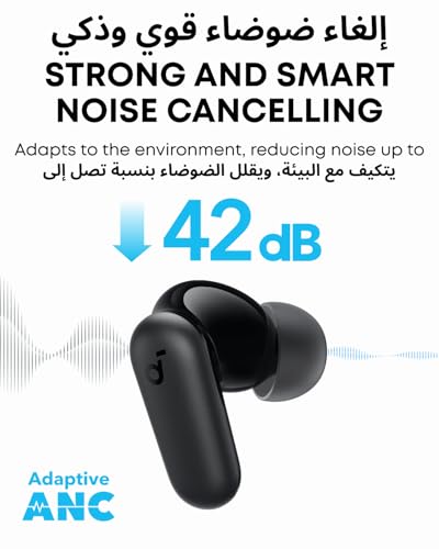 soundcore P30i by Anker Noise Cancelling Earbuds, Strong and Smart Noise Cancelling, Powerful Bass, 45H Playtime, 2-in-1 Case and Phone Stand, IP54, Wireless Earbuds, Bluetooth 5.4, App Control | Strong and Smart Noise Cancelling, Powerful Bass