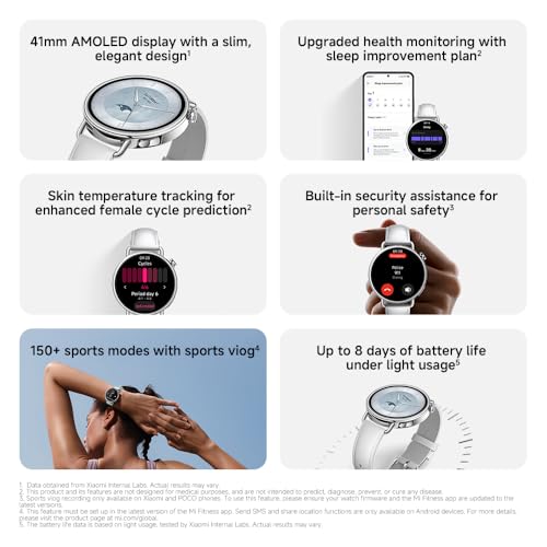 XIAOMI Watch S5 46mm, Smartwatch for Men and Women, 1.48" AMOLED, Fitness Tracker with Heart Rate/Sleep Monitoring, 21 days battery life, 150+ sports modes, dual-band GPS, Android&iOS, Silver