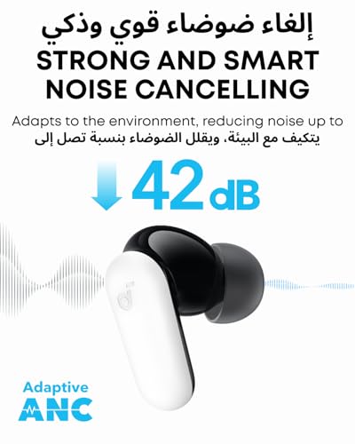 soundcore P30i by Anker Noise Cancelling Earbuds, Strong and Smart Noise Cancelling, Powerful Bass, 45H Playtime, 2-in-1 Case and Phone Stand, IP54, Wireless Earbuds, Bluetooth 5.4, App Control | Strong and Smart Noise Cancelling, Powerful Bass