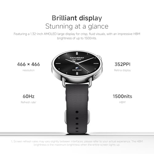 XIAOMI Watch S5 46mm, Smartwatch for Men and Women, 1.48" AMOLED, Fitness Tracker with Heart Rate/Sleep Monitoring, 21 days battery life, 150+ sports modes, dual-band GPS, Android&iOS, Silver