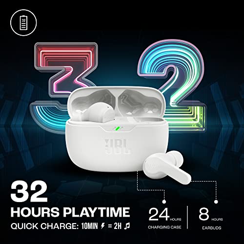 JBL Wave Beam 2 Adaptive Noise Cancelling with Smart Ambient True Wireless Earbuds, Deep Bass, Comfort Fit, 40H Battery, Hands-Free + VoiceAware, Water and Dust Resistant - Black, JBLWBEAM2BLK | Bluetooth 5.3, Up to 40 Hours of Autonomy