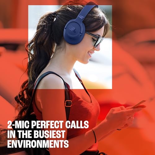 JBL Tune 520BT Wireless On-Ear Headphones, Pure Bass Sound, 57H Battery with Speed Charge, Hands-Free Call + Voice Aware, Multi-Point Connection, Lightweight and Foldable - Black, JBLT520BTBLKEU