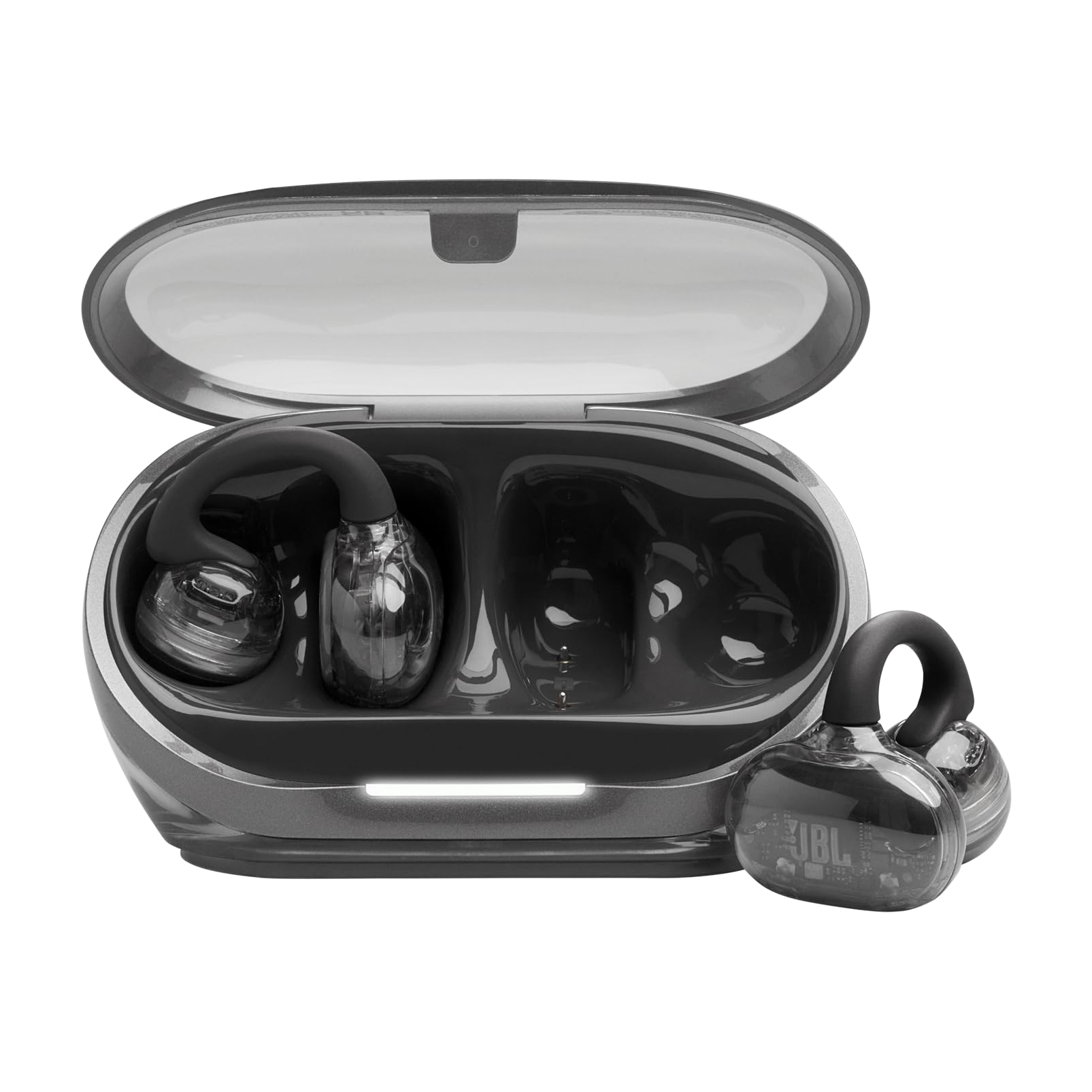 JBL Soundgear Clips True Wireless Open-Ear Headphones, SonicArc Design, Up to 32 Hours Playtime, 4 Beamforming Microphones, IP54 Water and Dust Proof, JBL OpenSound Technology, Ghost Black Main image