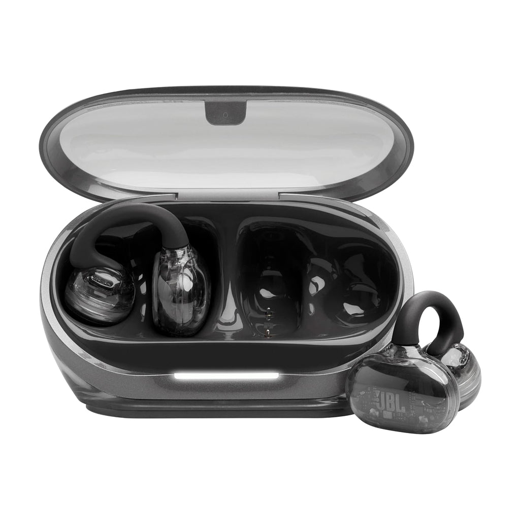 JBL Soundgear Clips True Wireless Open-Ear Headphones, SonicArc Design, Up to 32 Hours Playtime, 4 Beamforming Microphones, IP54 Water and Dust Proof, JBL OpenSound Technology, Ghost Black